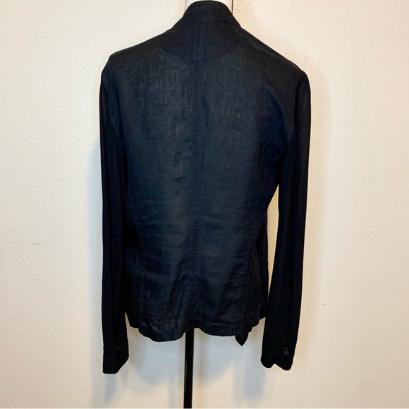 Pure DKNY Open Waterfall Front Drapey Linen Jacket Black Size Medium - Picture 9 of 16